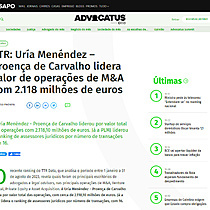 TTR: Ura Menndez  Proena de Carvalho lidera valor de operaes de M&A com 2.118 milhes de euros
